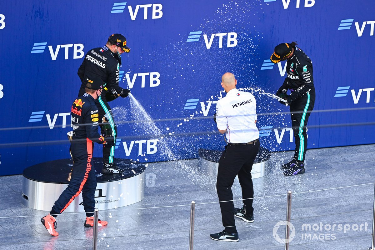 Russie - Podium : Valtteri Bottas, Max Verstappen, Lewis Hamilton