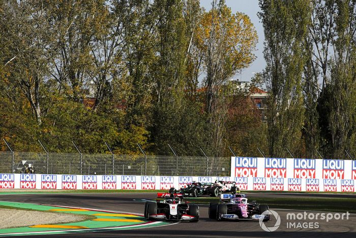 Romain Grosjean, Haas VF-20, Lance Stroll, Racing Point RP20