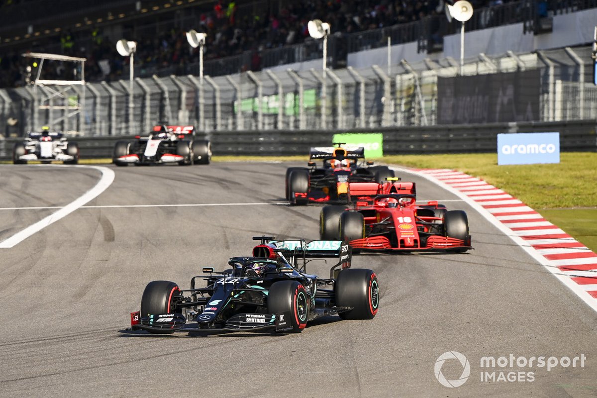 Lewis Hamilton, Mercedes F1 W11 Charles Leclerc, Ferrari SF1000 e Max Verstappen, Red Bull Racing RB16