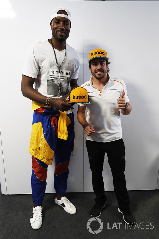 Serge Ibaka, Toronto Raptors NBA player with Fernando Alonso, McLaren.