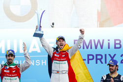 Jean-Eric Vergne, Techeetah, places 3rd, Lucas di Grassi, Audi Sport ABT Schaeffler, places 2nd, Daniel Abt, Audi Sport ABT Schaeffler, wins the Berlin ePrix