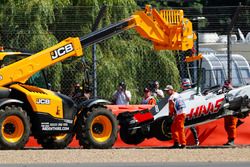 Romain Grosjean, Haas F1 Team, après sa sortie de piste