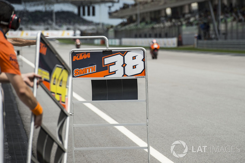 Bradley Smith, Red Bull KTM Factory Racing, pit board