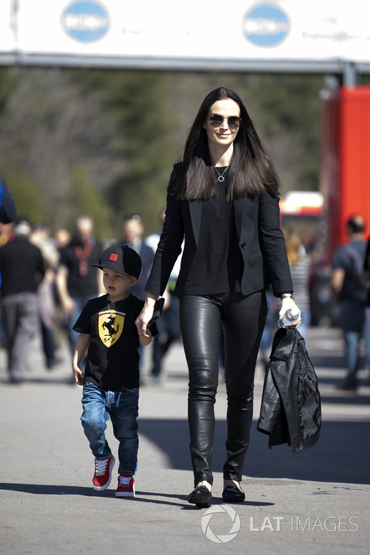 Minttu Virtanen, wife of Kimi Raikkonen, Ferrari with son Robin Raikkonen
