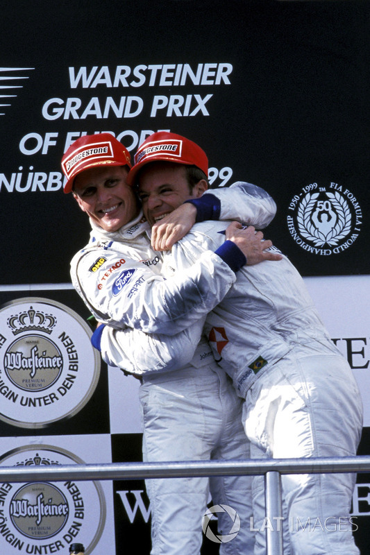 Podium: third place Rubens Barrichello, Stewart Grand Prix
