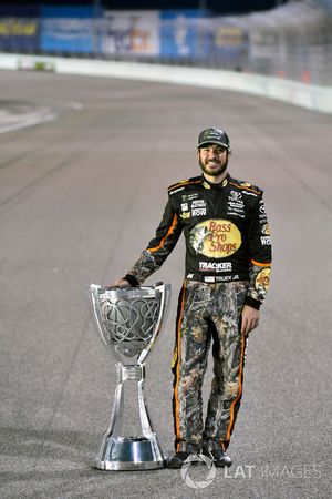 Martin Truex Jr., Furniture Row Racing Toyota celebrates winning the 2017 Monster Energy Cup Series Championship 