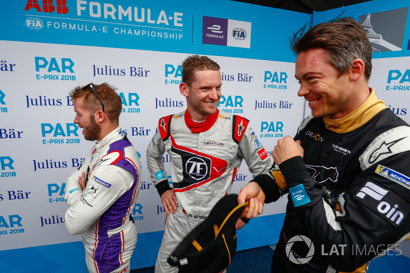 Sam Bird, DS Virgin Racing, Maro Engel, Venturi Formula E Team, Andre Lotterer, Techeetah, in the media pen