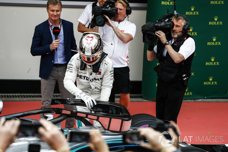 Lewis Hamilton, Mercedes AMG F1, 1st position, arrives in Parc Ferme