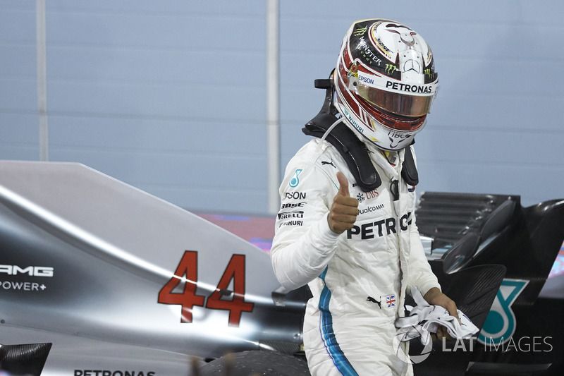 Lewis Hamilton, Mercedes AMG F1, troisième, dans le parc fermé