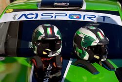 I caschi di Umberto Scandola e Guido D'Amore, Skoda Fabia R5, Daytona Race