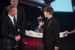 McLaren Autosport BRC Award winner Dan Ticktum on stage with Presenter David Coulthard