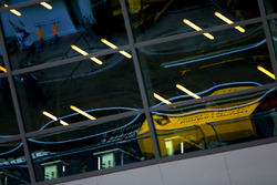 A reflection of the Renault pit wall gantry