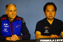 Franz Tost, Team Principal, Toro Rosso, and Toyoharu Tanabe, F1 Technical Director, Honda, in a Press Conference