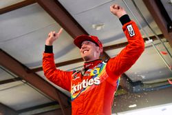 Kyle Busch, Joe Gibbs Racing, Toyota Camry Skittles Red White & Blue celebrates 