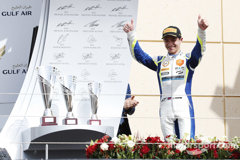 Podium: Race winner Lando Norris, Carlin