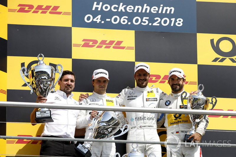 Podio: ganador de la carrera Gary Paffett Mercedes-AMG Team HWA, segundo puesto Lucas Auer, Mercedes-AMG Team HWA, tercer lugar Timo Glock, BMW Team RMG