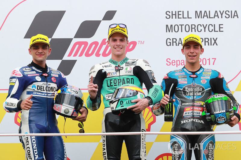 Podium: ganador, Joan Mir, Leopard Racing, segundo, Jorge Martin, Del Conca Gresini Racing Moto3, Tercero, Enea Bastianini, Estrella Galicia 0,0