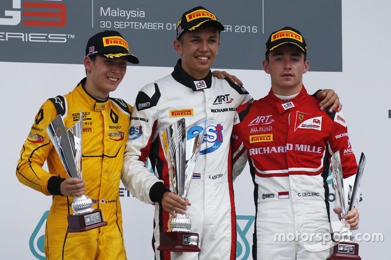 Podio: Alexander Albon, ART Grand Prix Charles Leclerc, ART Grand Prix Jack Aitken, Arden International