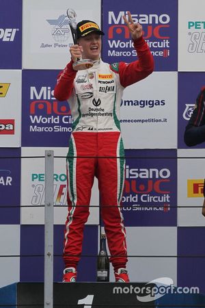 Podium Race 1: winner, Mick Schumacher, Prema Power Team