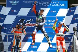 Podium: race winner Jorge Lorenzo, Yamaha Factory Racing, second place Marc Marquez, Repsol Honda Te