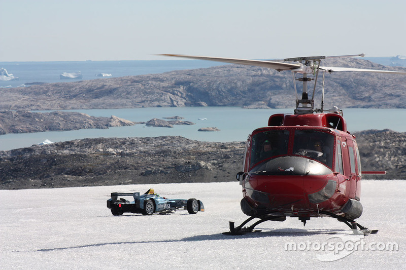 Lucas di Grassi drives on the Arctic ice cap