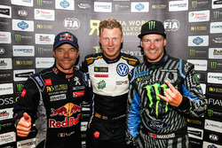 Le vainqueur Johan Kristoffersson, Volkswagen Team Sweden, Sébastien Loeb, Team Peugeot Hansen, Andreas Bakkerud, Hoonigan Racing Division