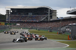 Lewis Hamilton, Mercedes AMG F1 W07 Hybrid leads at the start of the race