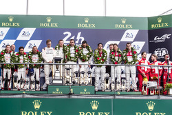LMP1 podium: class and overal winners #2 Porsche Team Porsche 919 Hybrid: Romain Dumas, Neel Jani, Marc Lieb, second place #6 Toyota Racing Toyota TS050 Hybrid: Stéphane Sarrazin, Mike Conway, Kamui Kobayashi, third place #8 Audi Sport Team Joest Audi R18: Lucas di Grassi, Loic Duval, Oliver Jarvis, privateer award winners #12 Rebellion Racing Rebellion R-One AER: Nicolas Prost, Nick Heidfeld, Nelson Piquet Jr.