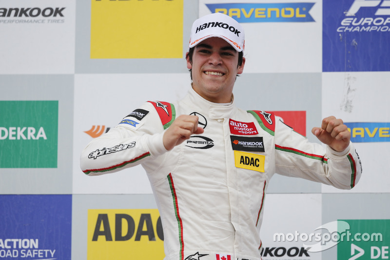 Podium : le vainqueur Lance Stroll, Prema Powerteam Dallara F312  Mercedes-Benz