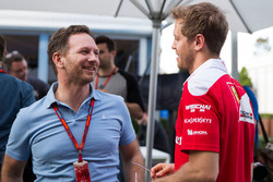 Christian Horner, Red Bull Racing Team Principal and Sebastian Vettel, Ferrari