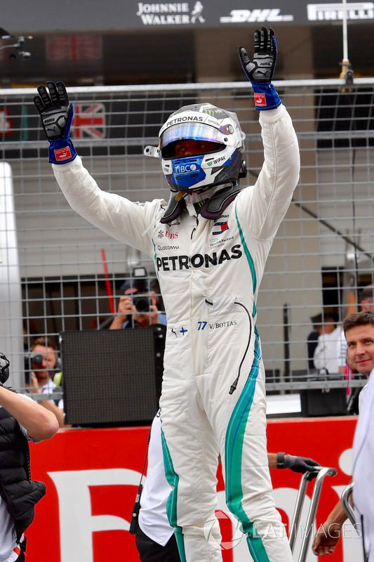 Pole sitter Valtteri Bottas, Mercedes-AMG F1 celebrates in parc ferme