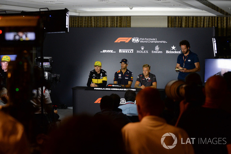 Нико Хюлькенберг, Renault Sport F1 Team, Даниэль Риккардо, Red Bull Racing, и Кевин Магнуссен, Haas F1