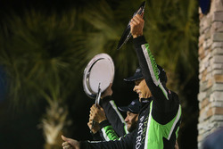 Overall podium: winners Pipo Derani, Johannes van Overbeek, Nicolas Lapierre Tequila Patron ESM Nissan