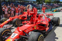 Race winner Sebastian Vettel, Ferrari SF70H in parc ferme