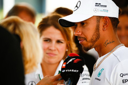Lewis Hamilton, Mercedes AMG F1, talks to the media