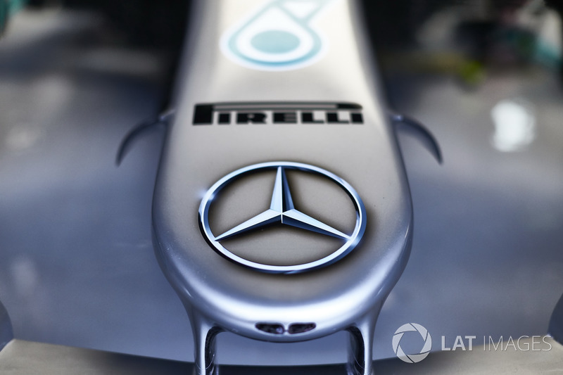 The nose of the Mercedes AMG F1 W09