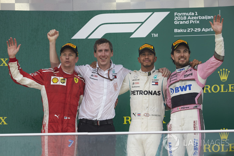 Así fue el podio de "Checo" Pérez en Azerbaiyán 2018: