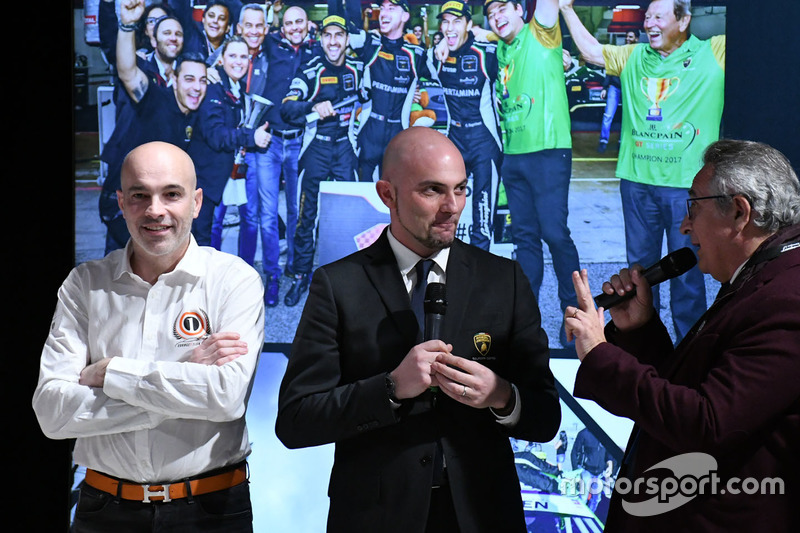 Armando Donazzan, proprietario Orange1 Racing, Giorgio Sanna, capo di Lamborghini Squadra Corse, e Franco Nugnes, direttore responsabile di Motorsport.com Italia