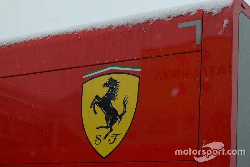 Ferrari truck covered with snow