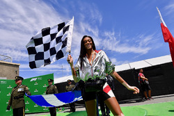 Winnie Harlow, and chequered flag