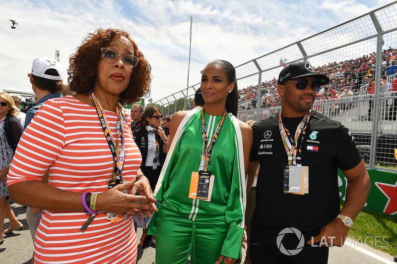 Gayle King, TV Host and Seattle Seahawks Quarterback Russell Wilson, on the grid