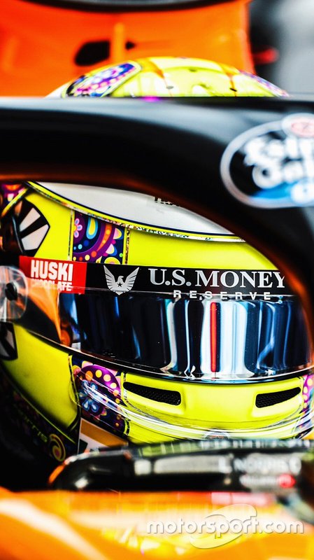 Capacete de Lando Norris, McLaren, nos EUA