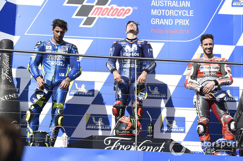 Podium: 1. Maverick Viñales, Yamaha Factory Racing, 2. Andrea Iannone, Team Suzuki MotoGP, 3. Andrea Dovizioso, Ducati Team