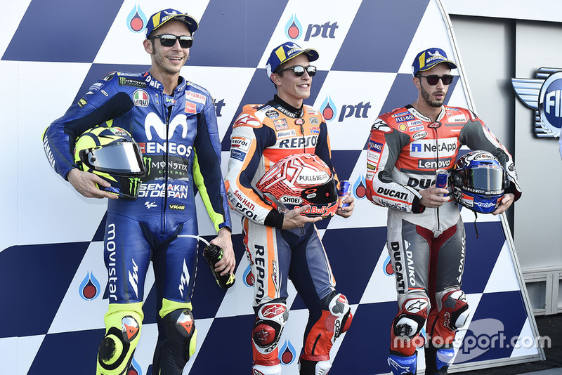 Marc Marquez, Repsol Honda Team, Valentino Rossi, Yamaha Factory Racing, Andrea Dovizioso, Ducati Team