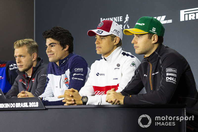 Kevin Magnussen, Haas F1 Team, Lance Stroll, Williams Racing, Marcus Ericsson, Sauber and Stoffel Vandoorne, McLaren in the press conference