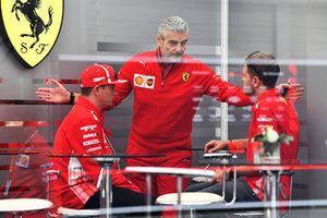 Maurizio Arrivabene, Ferrari Team Principal with Kimi Raikkonen, Ferrari and Sebastian Vettel, Ferrari 