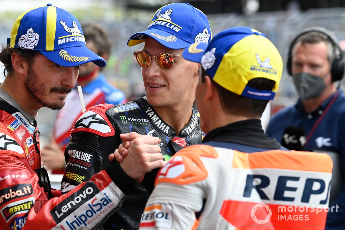 Francesco Bagnaia, Ducati Team, Fabio Quartararo, Yamaha Factory Racing, Marc Márquez, Repsol Honda Team