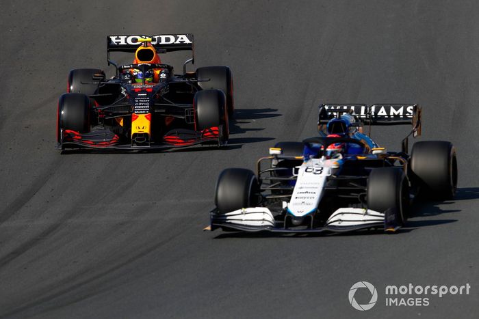 George Russell, Williams FW43B, Sergio Pérez, Red Bull Racing RB16B