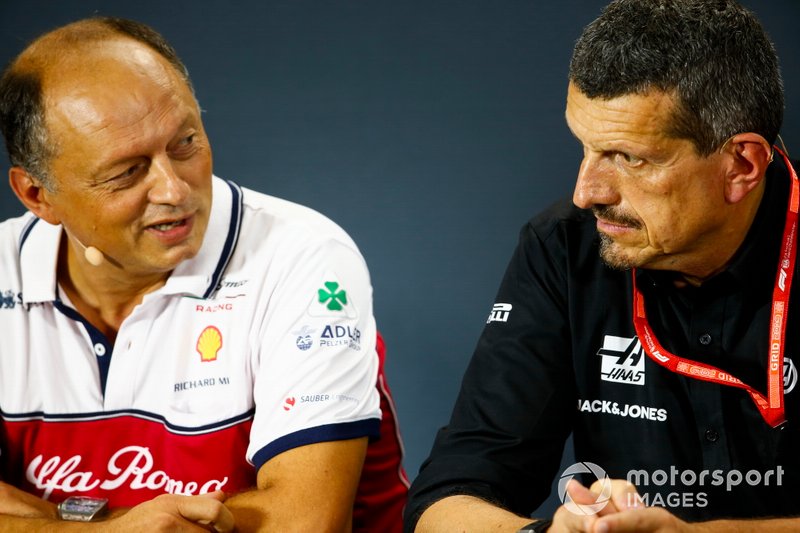 Frederic Vasseur, Team Principal, Alfa Romeo Racing, and Guenther Steiner, Team Principal, Haas F1 Team, in the Press Conference