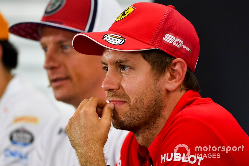 Sebastian Vettel, Ferrari e Kimi Raikkonen, Alfa Romeo Racing, Ferrari, durante la conferenza stampa